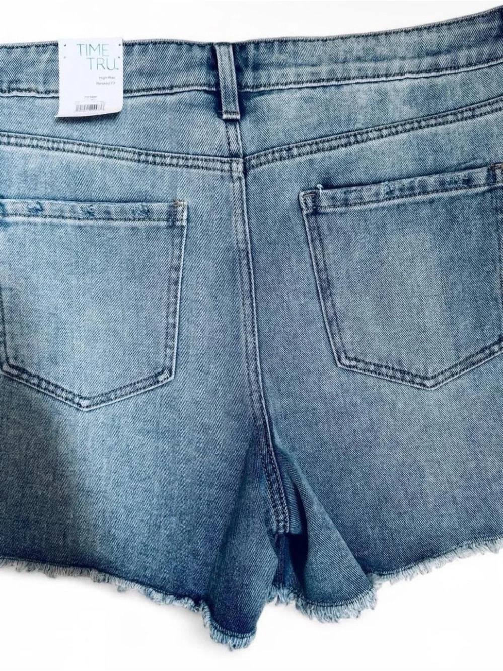 Time and Tru Washed Blue Distressed Denim Cutoff Shorts